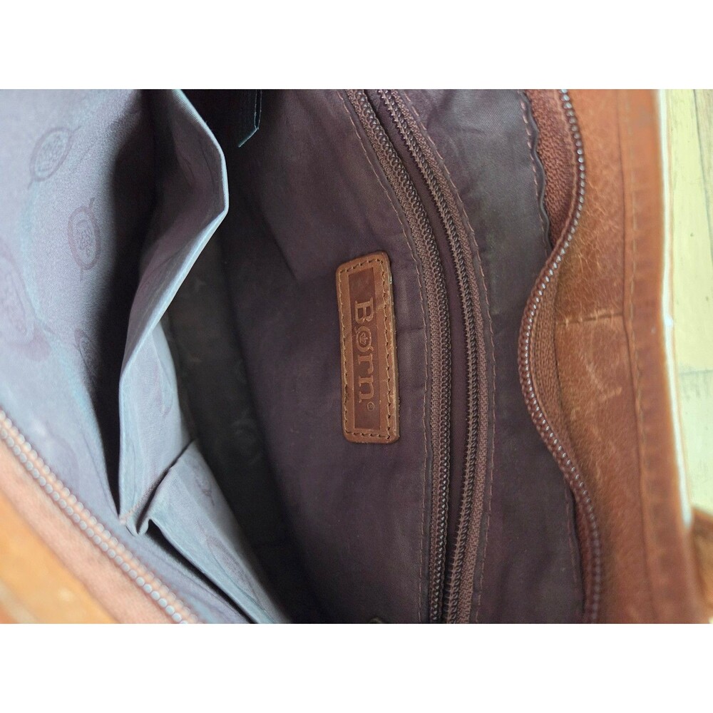 Born leather brown crossbody bag hippie bohemian adjustable strap worn leather - Picture 5 of 11
